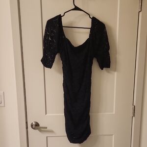 Express Elegant Black Lace Mini Dress